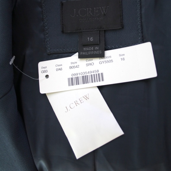J. Crew Collection Single Breasted Steel Blue Triacetate Blazer Jacket 16 NWT - Picture 6 of 6